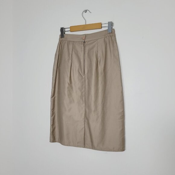 NWT Vintage Jac Dale Khaki Tan A-Line Knee Skirt - Picture 3 of 11